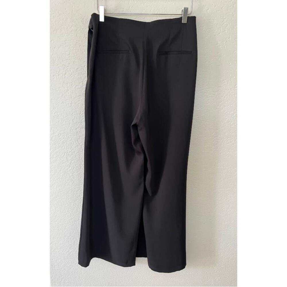 NEW! Express Women's High Waisted Belted Wrap Wide Leg Pant 12 L Black $98 - Picture 5 of 11